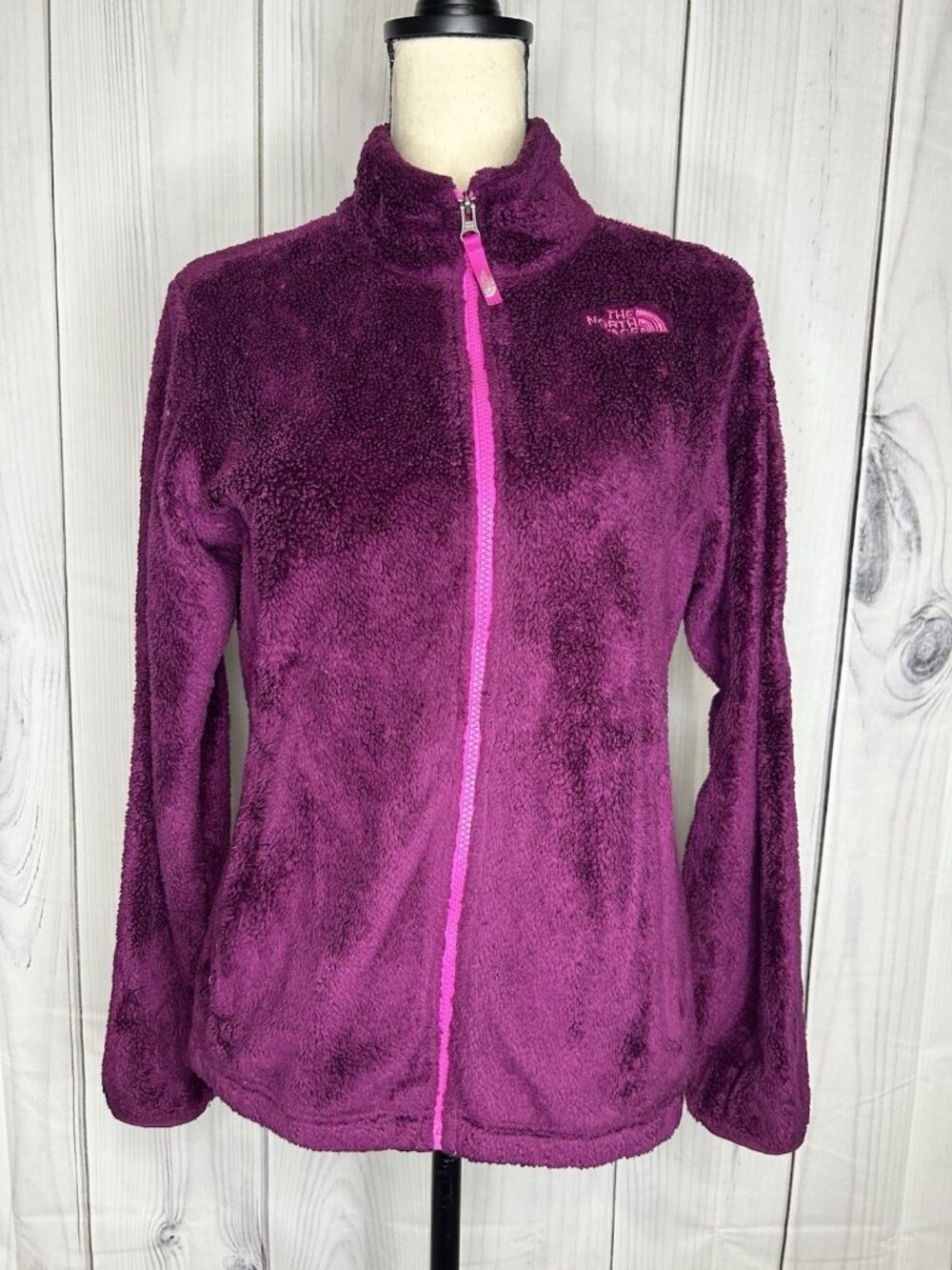 The North Face Osito Girls Purple Berry Full Zip Hooded Fleece Jacket Sz XL 18